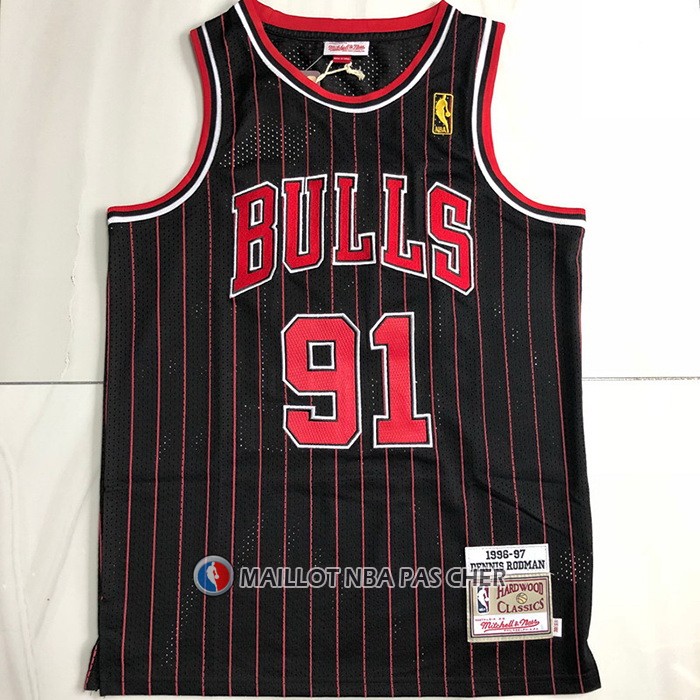 Maillot Chicago Bulls Dennis Rodman NO 91 Mitchell & Ness 1996-97 Noir